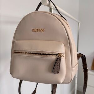 Guess Beige Backpack with Gold Accents
